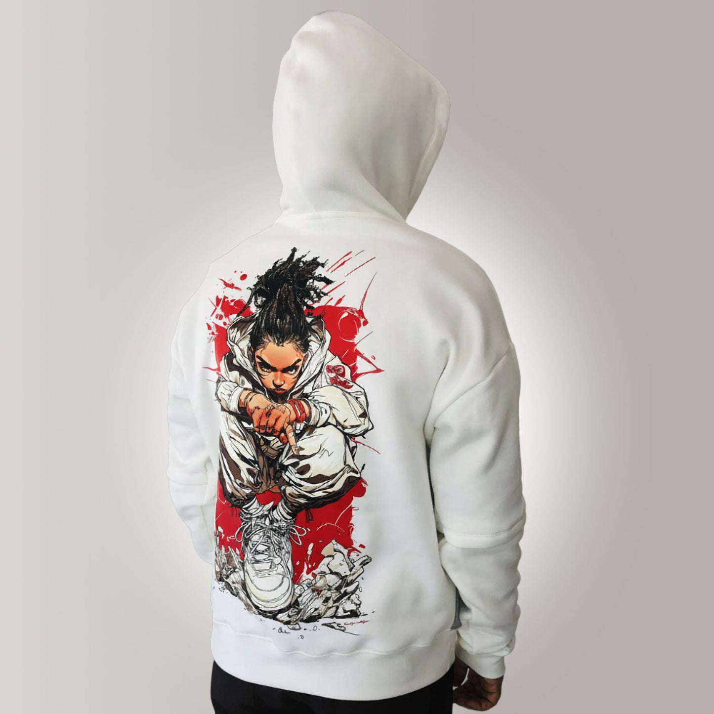 Women's Samurai Warrior Back-Print Oversized Hoodie