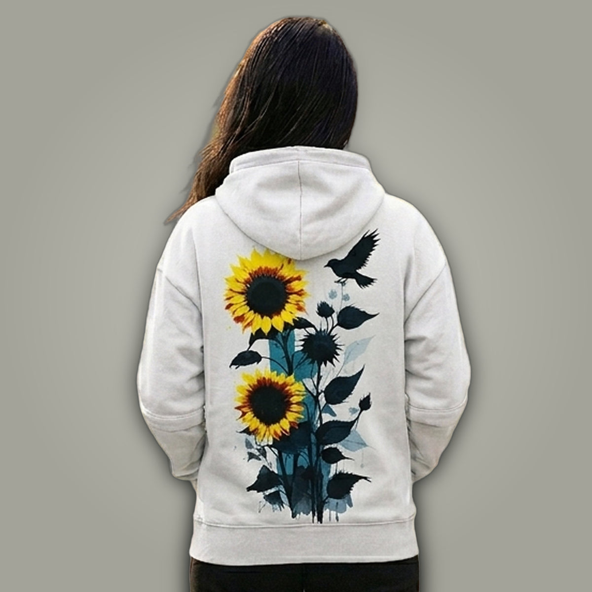 Women's Colorblock Ivory Mustard Oversized Hoodie