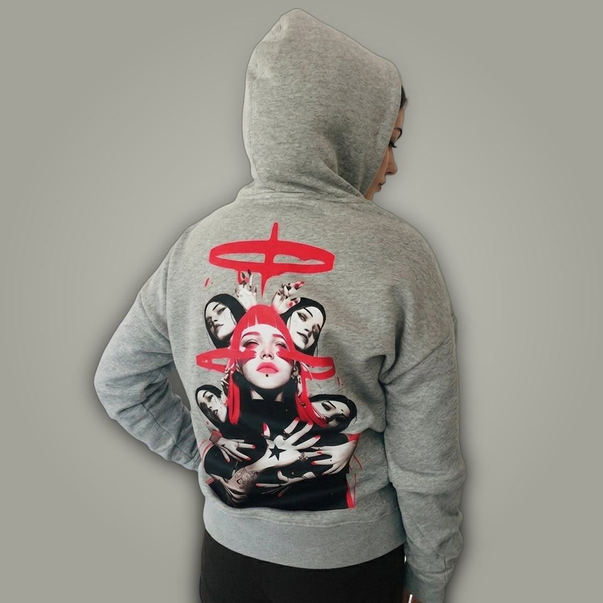 Women's Colorblock Stone Grey Oversized Hoodie