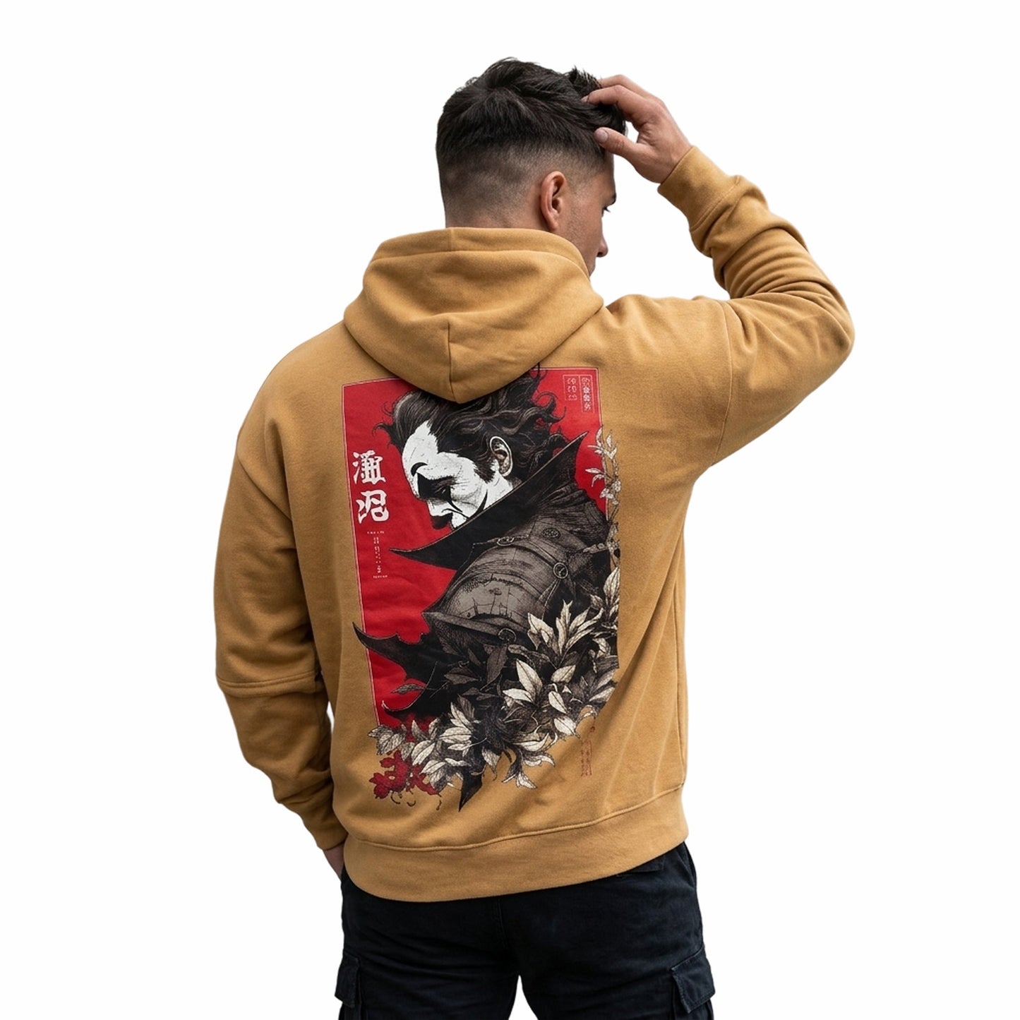 Men's Samurai Oni Back-Print Oversized Hoodie