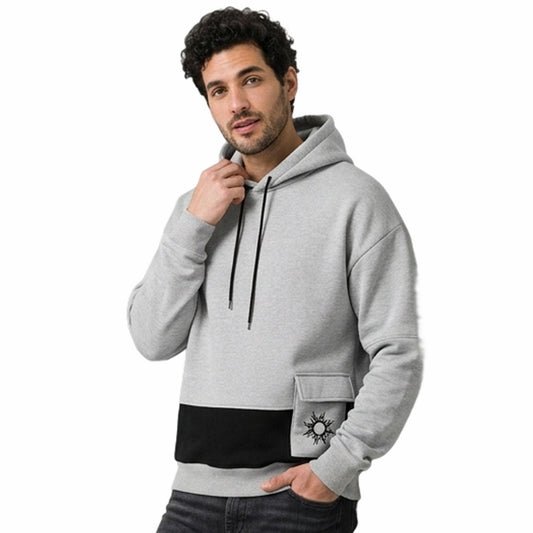 Men's Colorblock Heather Grey Premium Oversized Hoodie