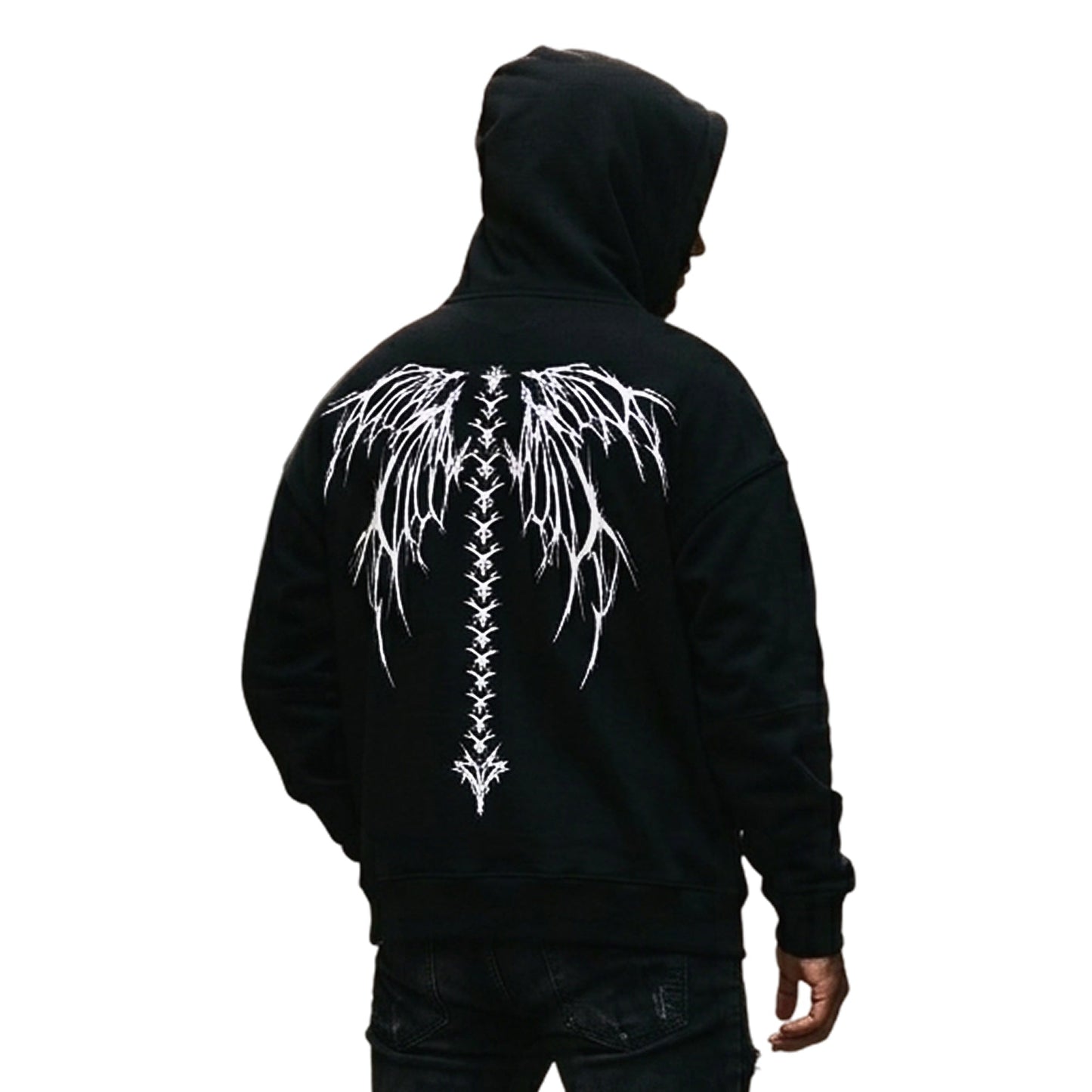 Men's Phoenix Wings Back-Print Oversized Hoodie