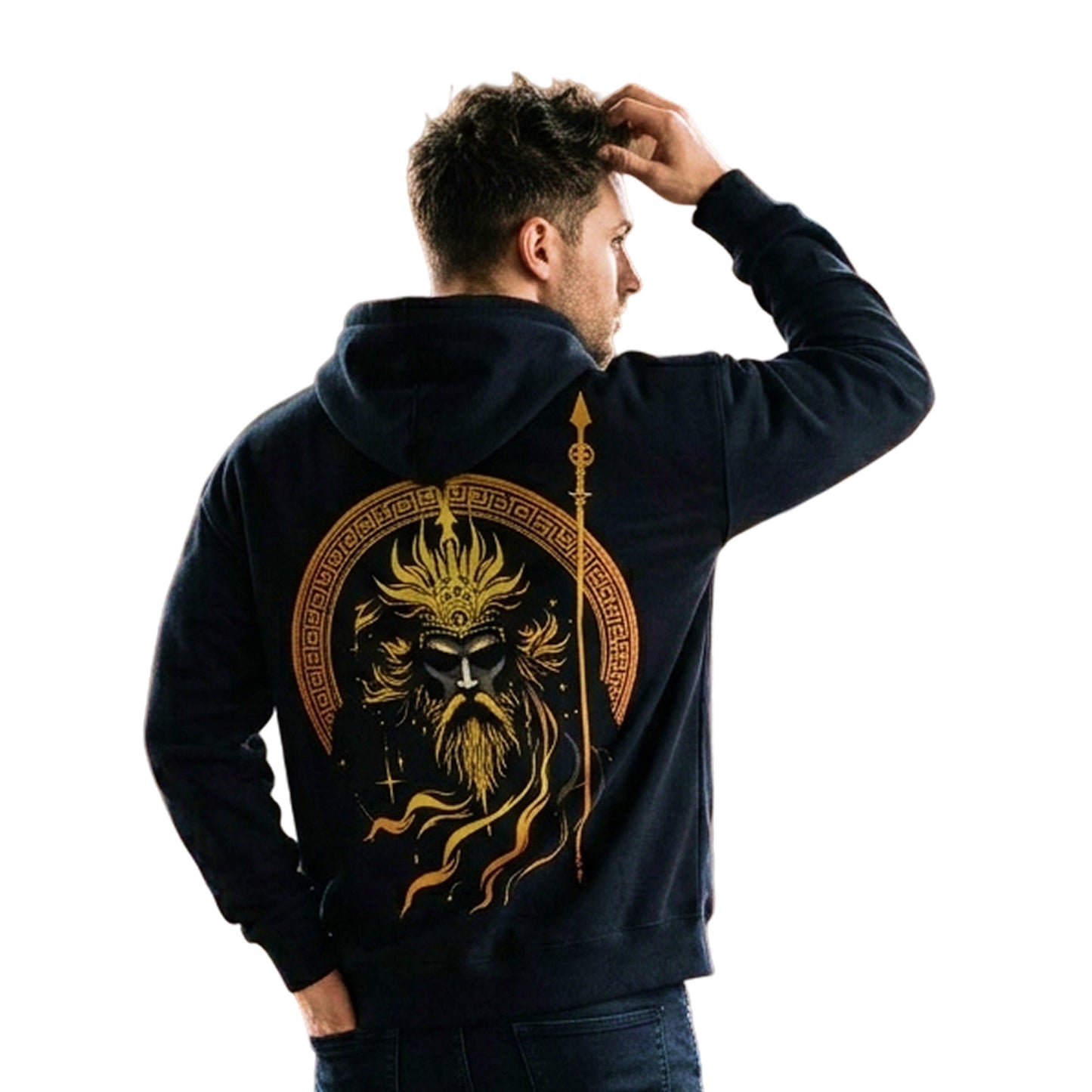 Men's Golden Zeus Olympian Back-Print Hoodie