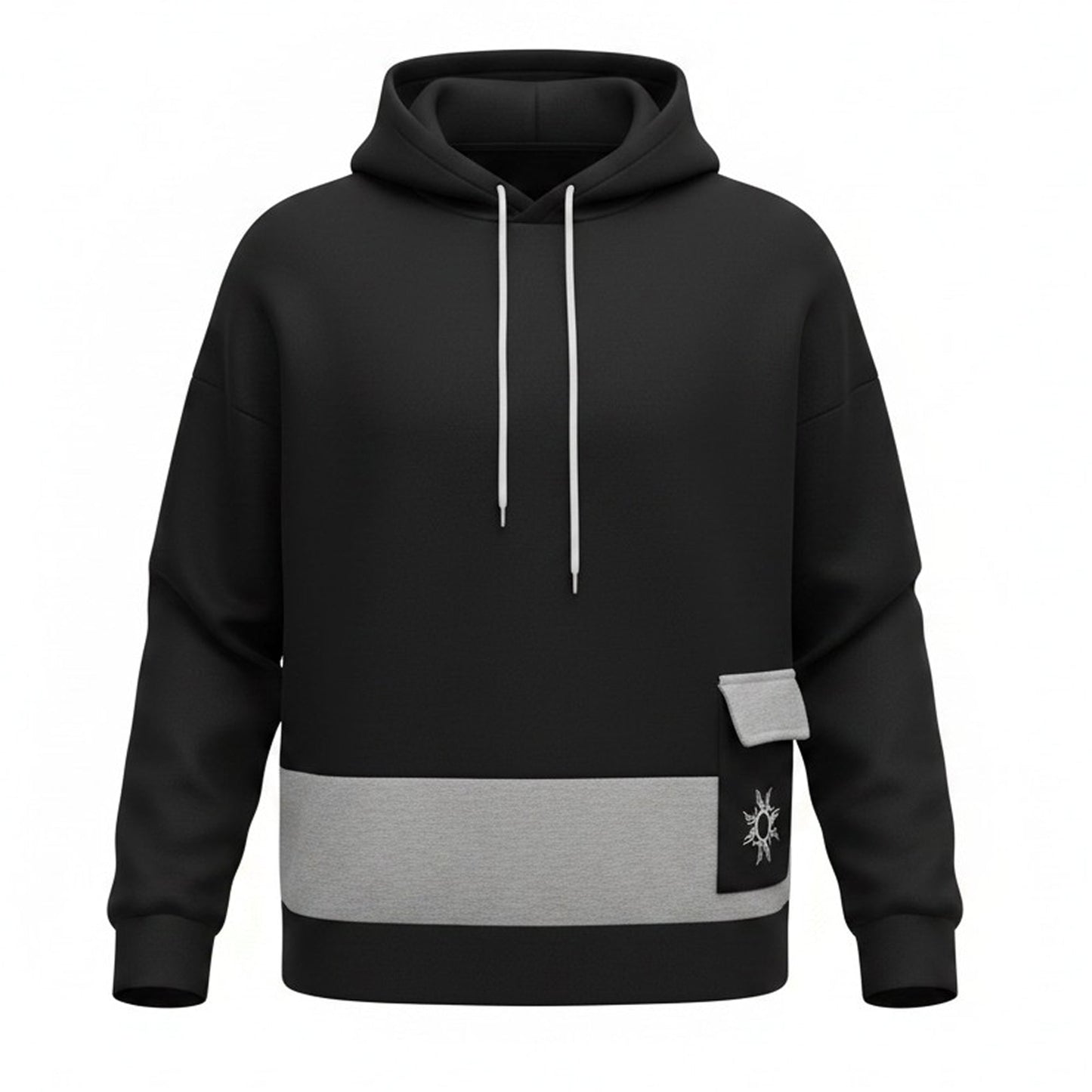 Men's Colorblock Black Premium Oversized Hoodie