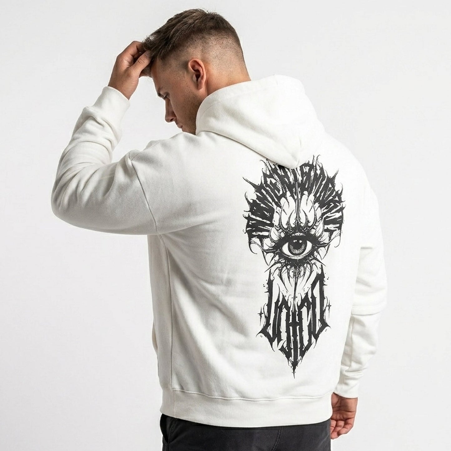 Men's Colorblock White Premium Oversized Hoodie