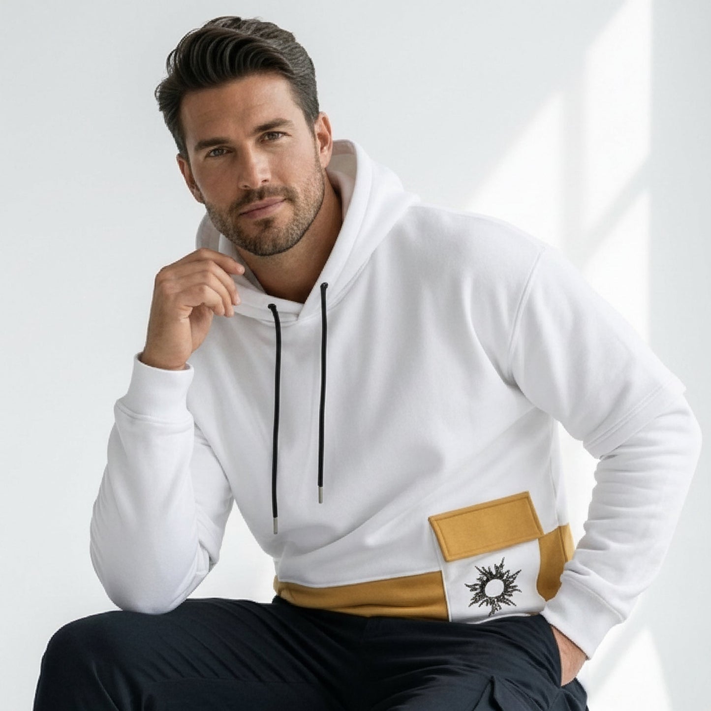 Men's Colorblock Off-White Premium Oversized Hoodie