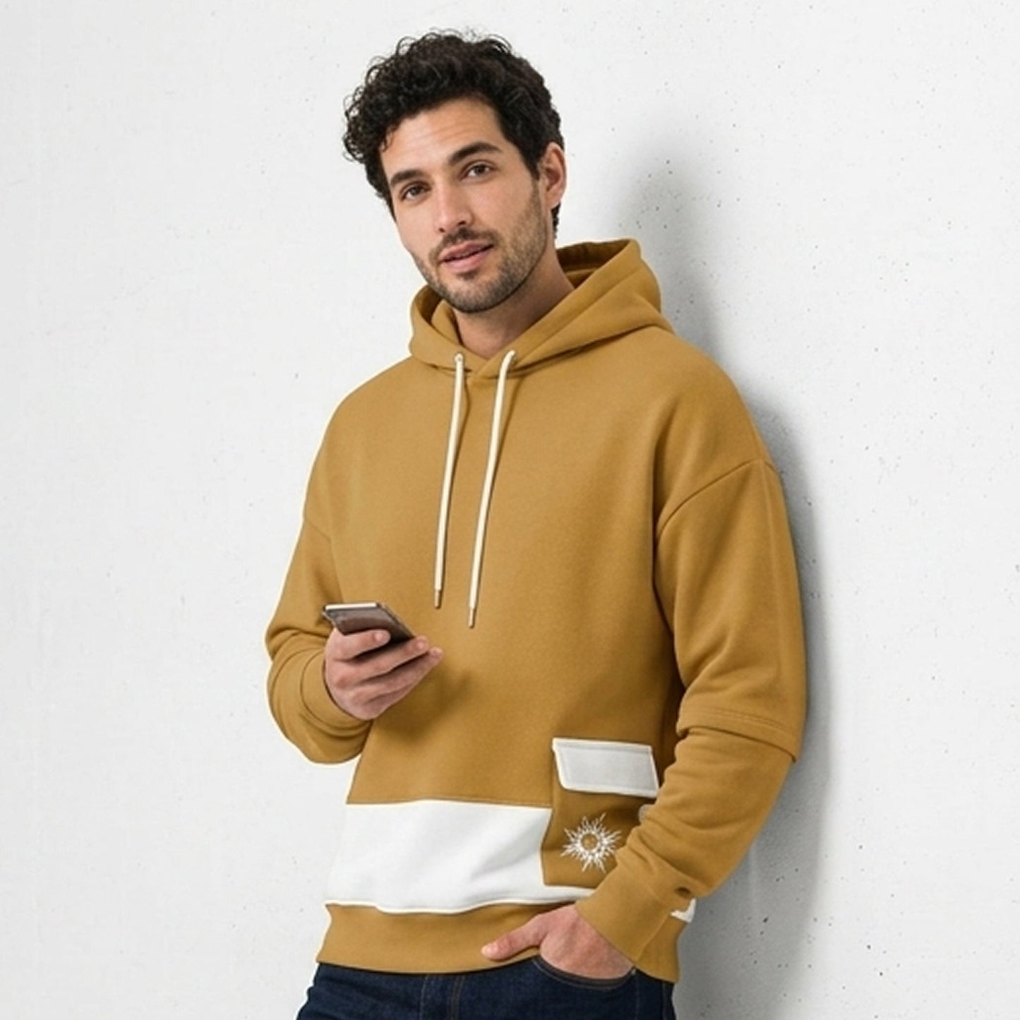 Men's Colorblock Mustard Premium Oversized Hoodie