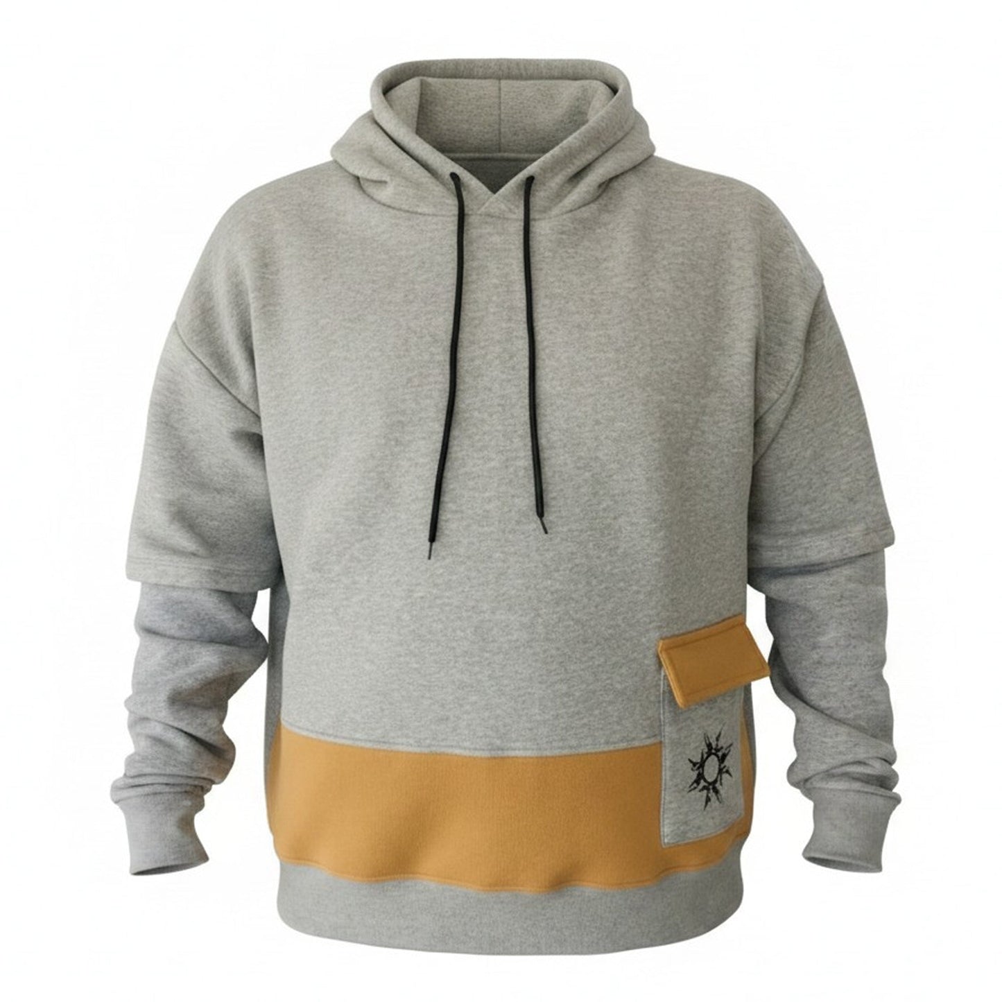 Women's Colorblock Mustard Grey Oversized Hoodie