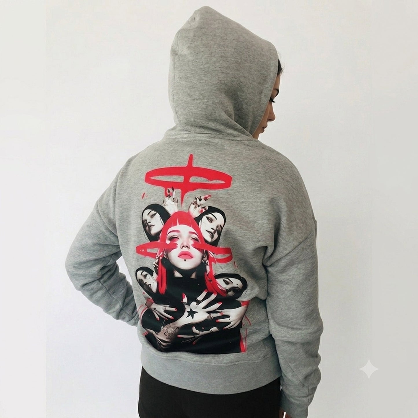 Women's Colorblock Stone Grey Oversized Hoodie