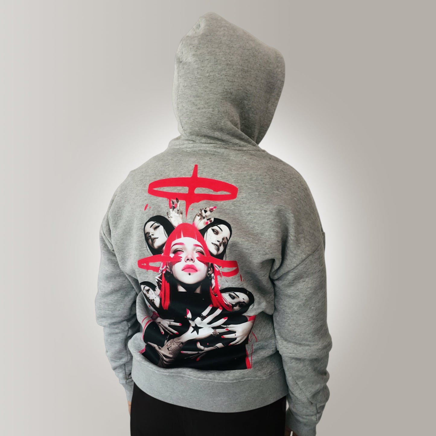 Women's Colorblock Stone Grey Oversized Hoodie