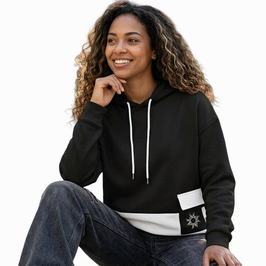 Women's Colorblock Black Premium Oversized Hoodie