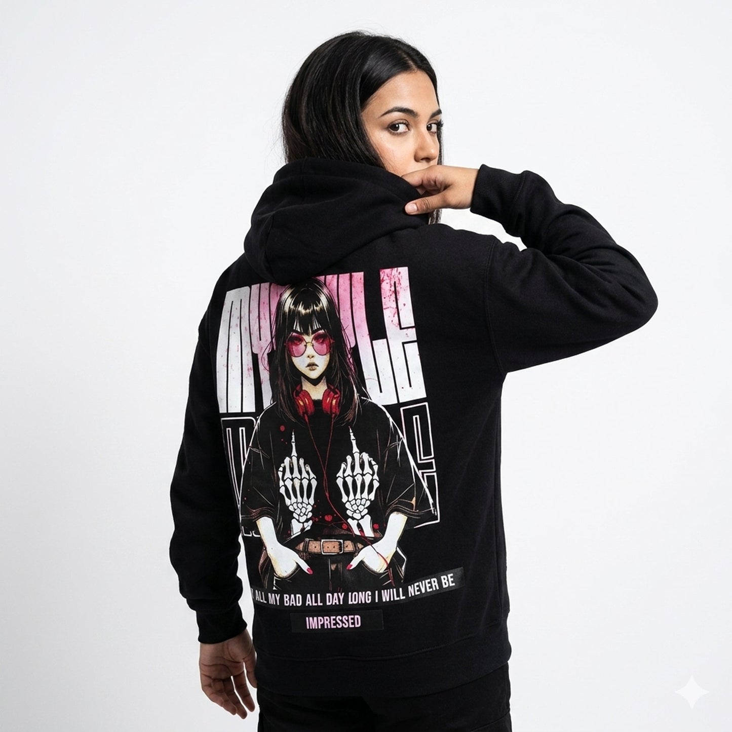 Women's Colorblock Black Premium Oversized Hoodie
