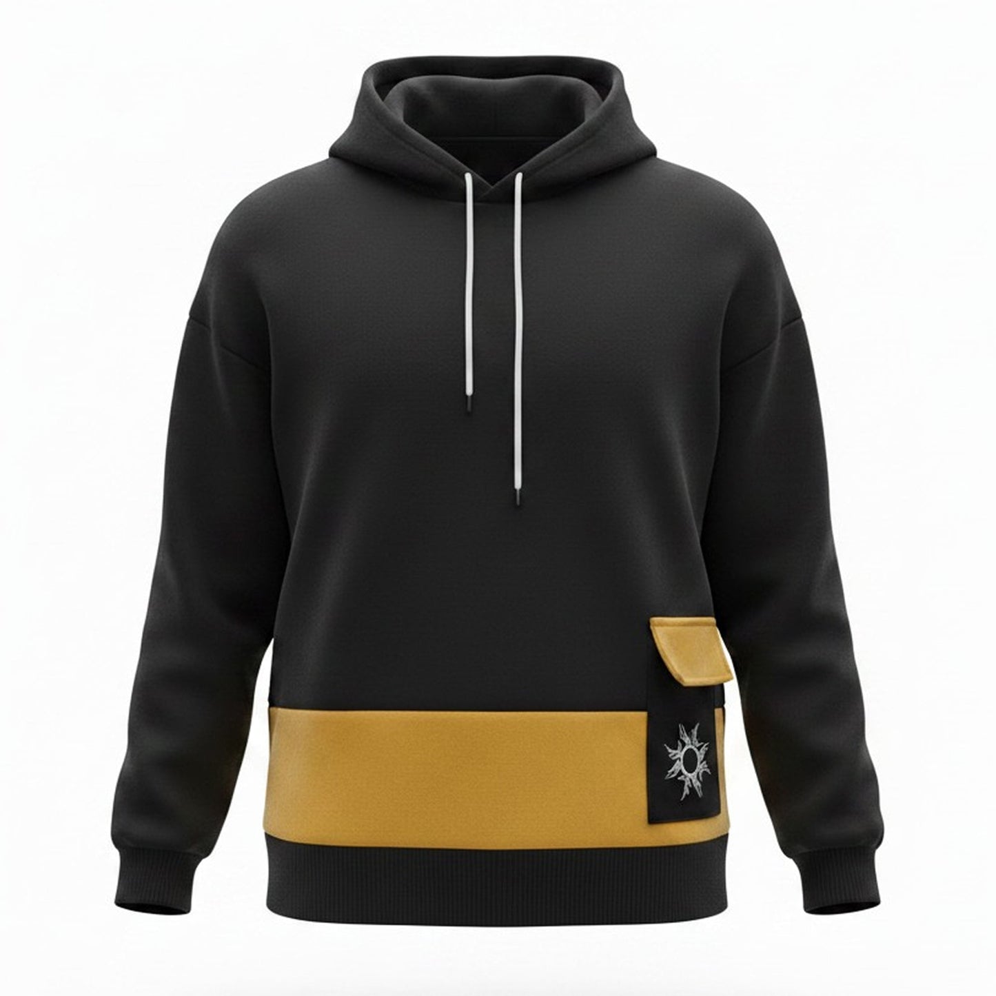Women's Colorblock Black Mustard Oversized Hoodie