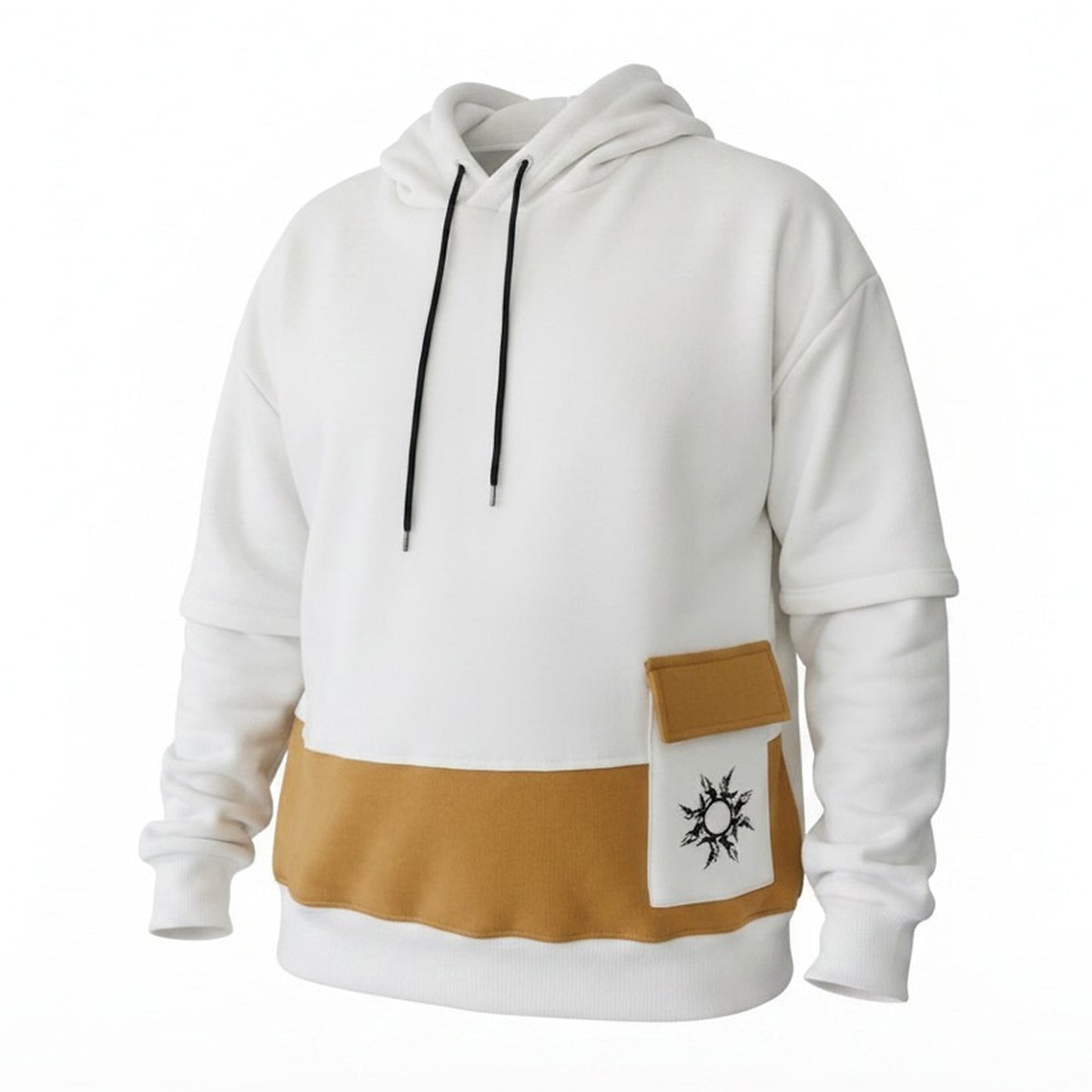 Women's Colorblock Ivory Mustard Oversized Hoodie