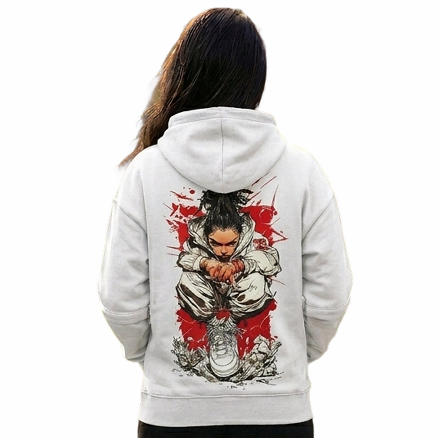 Women's Samurai Warrior Back-Print Oversized Hoodie