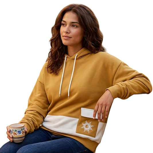Women's Colorblock Mustard Premium Oversized Hoodie