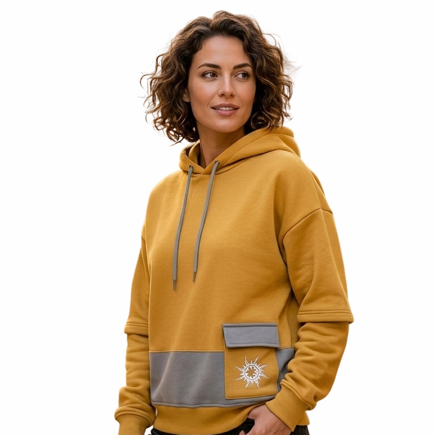 Women's Colorblock Golden Premium Oversized Hoodie