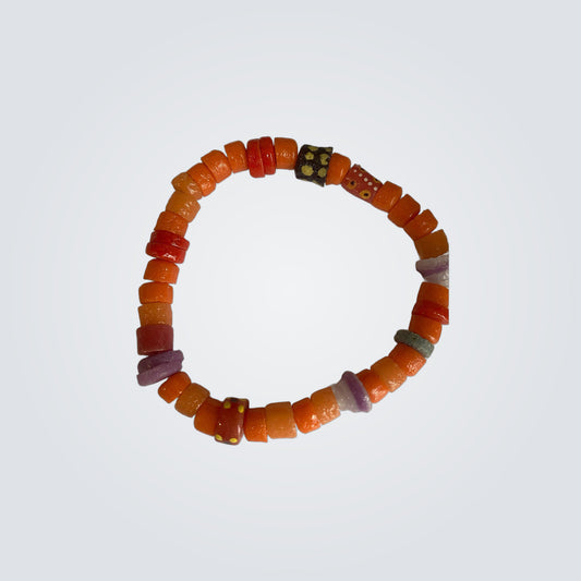 Sunset Orange Handmade Beaded Bracelet