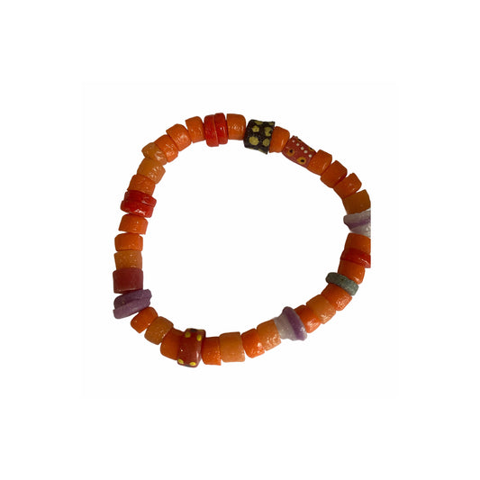 Sunset Orange Handmade Beaded Bracelet