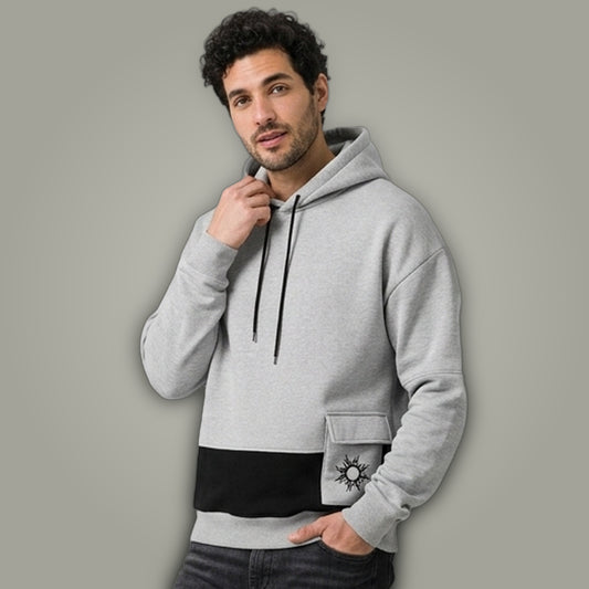 Men's Colorblock Heather Grey Premium Oversized Hoodie